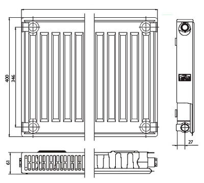 Kermi FKO 11  400х600 панельный радиатор с боковым подключением