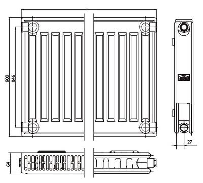 Kermi FKO 12  900x700 панельный радиатор с боковым подключением