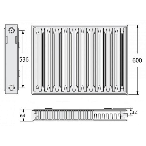 Kermi FKO 12 600x1800 панельный радиатор с боковым подключением