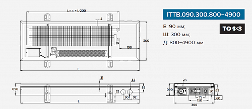 Itermic ITTB 090-3900-300 внутрипольный конвектор