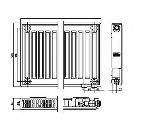 Kermi FTV 11 500x800 панельный радиатор с нижним подключением