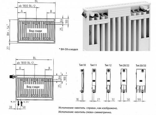 Kermi FKO 10 300х1100 панельный радиатор с боковым подключением