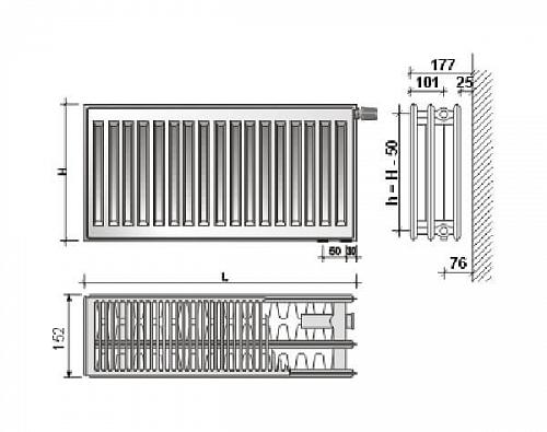 Purmo Compact С33 400x1400 стальной панельный радиатор с боковым подключением