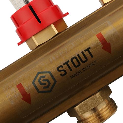 SMB 0473 000010 STOUT Распределительный коллектор из латуни с расходомерами 10 вых.