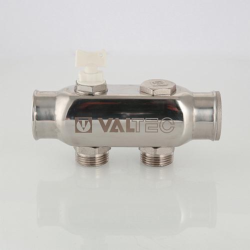 Valtec 1", 7 х 3/4" Коллектор 7 вых. из нержавеющей стали с межосевым расстоянием выходов 50 мм (евроконус)