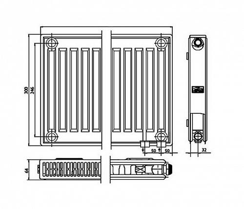 Kermi FTV 12 300x500 панельный радиатор с нижним подключением