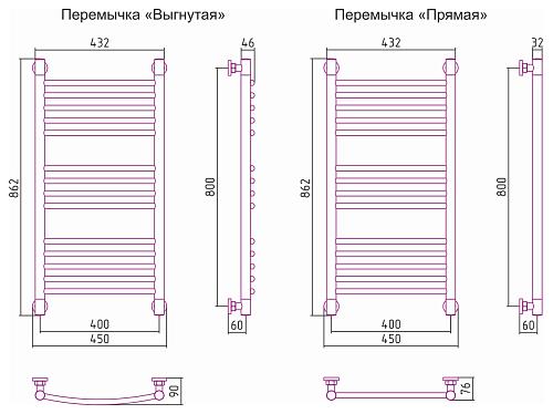 Сунержа Богема 800x400 Водяной полотенцесушитель 