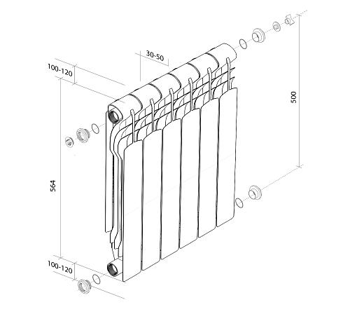 Royal Thermo Revolution Bimetall 500/ 8 секции БиМеталлический радиатор