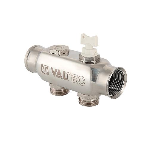 Valtec 1", 8 х 3/4" Коллектор 8 вых. из нержавеющей стали с межосевым расстоянием выходов 50 мм (евроконус)