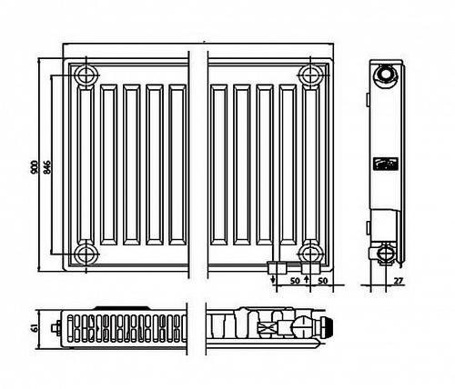Kermi FTV 11 900x500 панельный радиатор с нижним подключением