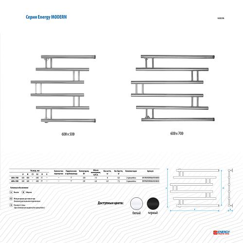 Energy Modern 600x700 черный матовый Водяной полотенцесушитель 