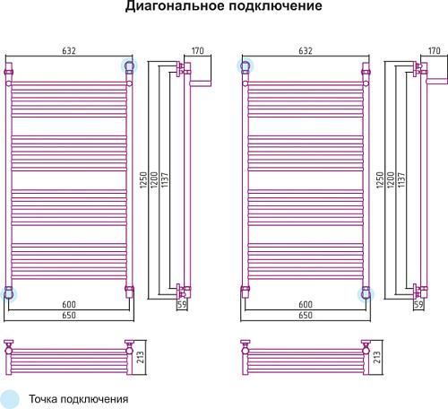 Сунержа Богема с полкой 1200x600 Водяной полотенцесушитель 