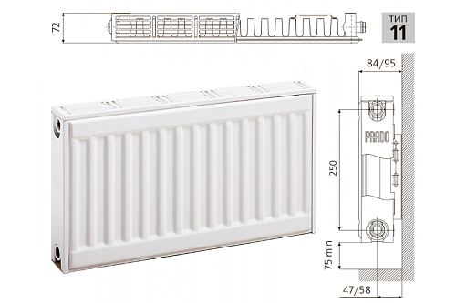 Prado Universal U11 300x2000 стальной панельный радиатор с нижним подключением