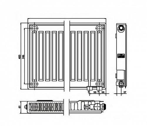 Kermi FTV 11 400x1000 панельный радиатор с нижним подключением