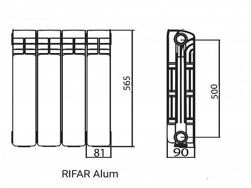 Rifar Alum 500 16 секции алюминиевый секционный радиатор