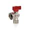 Elsen Кран шаровой угловой НВ 3/4" - 3/4", ручка - флажок красная, с накидной гайкой