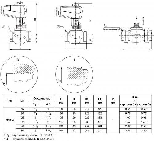 Danfoss VRB 2 DN15 (065Z0175) Клапан регулирующий с наружной резьбой Kvs-4 м3/ч