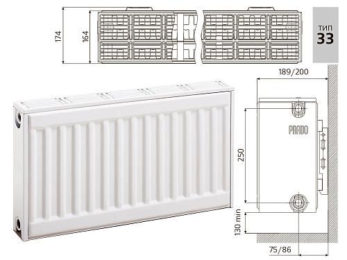 Prado Classic C33 400х2400 панельный радиатор с боковым подключением