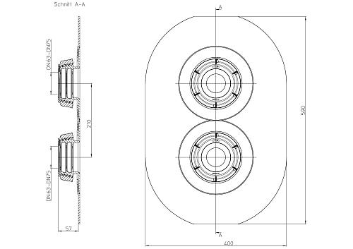 HL 800.2/63-75 Газоводонепроницаемая эластичная мембрана для прохода через фундамент 2 x DN63-75