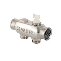 Valtec 1", 4 х 3/4" Коллектор 4 вых. из нержавеющей стали с межосевым расстоянием выходов 50 мм (евроконус)