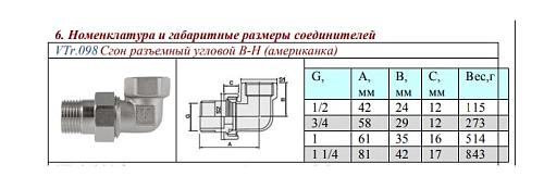 Valtec 1" Разъемный угловой сгон