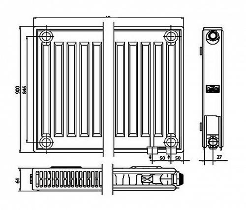 Kermi FTV 12 900x2600 панельный радиатор с нижним подключением