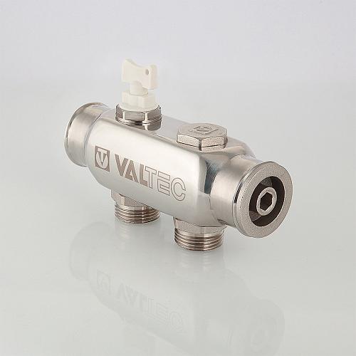 Valtec 1", 8 х 3/4" Коллектор 8 вых. из нержавеющей стали с межосевым расстоянием выходов 50 мм (евроконус)