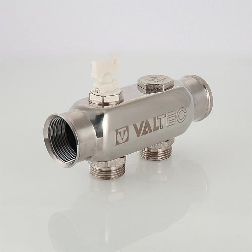 Valtec 1", 10 х 3/4" Коллектор 10 вых. из нержавеющей стали с межосевым расстоянием выходов 50 мм (евроконус)