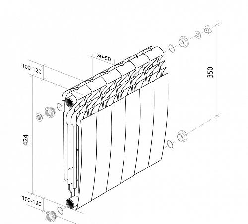 Royal Thermo Biliner 350 Bianco Traffico /4 секции БиМеталлический радиатор