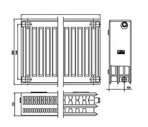 Kermi FKO 33 600х1100 панельный радиатор с боковым подключением