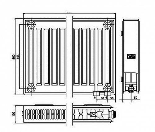 Kermi FTV 22 500x1100 панельный радиатор с нижним подключением	