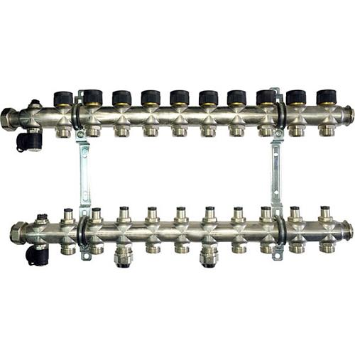 Oventrop Multidis SF Коллектор 10 отводов G 3/4'' с вентильными вставками (воздушник сзади)