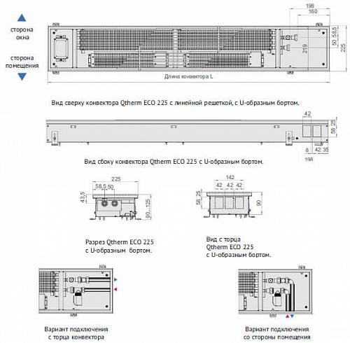 Varmann Qtherm ECO 225-90-1000 Внутрипольный  конвектор с принудительной конвекцией
